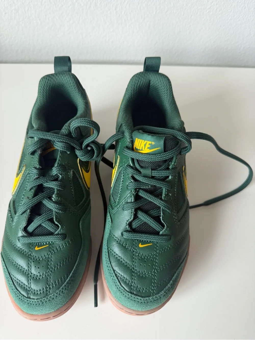 Nike Kids Dark Green and Yellow Low-Top Sneakers